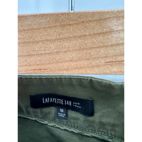 Lafayette 148 Olive Green Mini Cotton Blend Skirt Modest Feminine Womens Size 10 - Picture 5 of 6